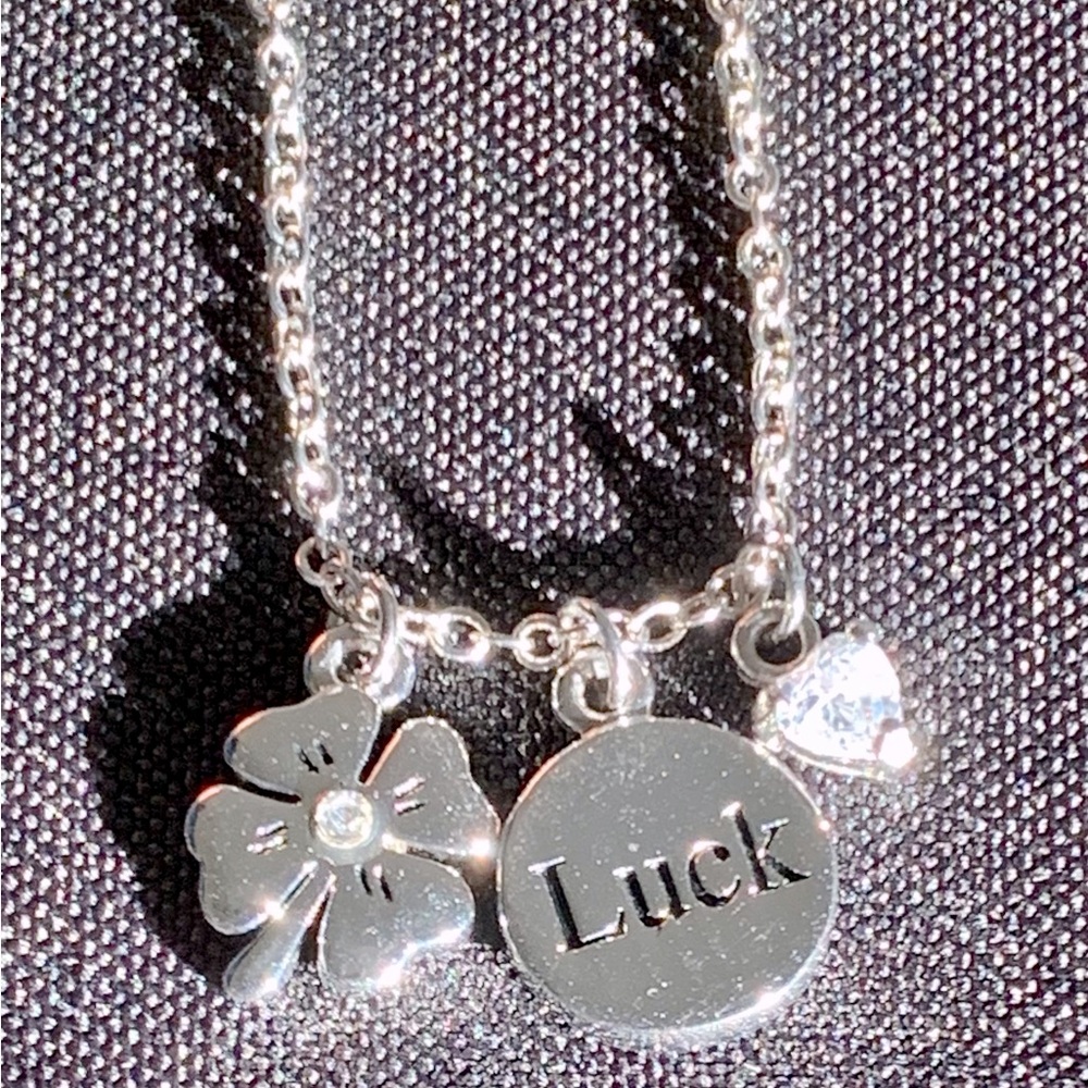 🍀Lucky 3 Charm “Clover/Luck/CZ” Genuine CZ and Crystal Necklace by Cookie Lee - Picture 6 of 10